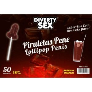 POTENTE - DIABLO GOLOSO - 50 PÊNIS PIRULITOPS RON COLA SABOR 10% ÁLCOOL