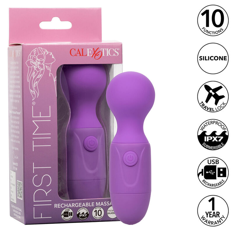 POTENTE - CALEXOTICS - FIRST TIME MASSAGEADOR RECARREGÁVEL 10 VIBRAÇÕES ROXO