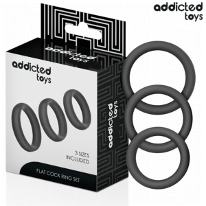 POTENTE - ADDICTED TOYS - CONJUNTO DE ANÉIS PLANOS DE SILICONE