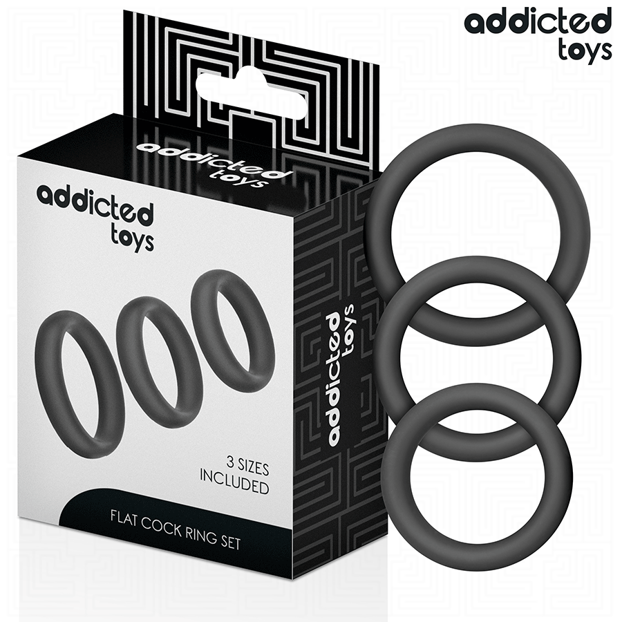 POTENTE - ADDICTED TOYS - CONJUNTO DE ANÉIS PLANOS DE SILICONE