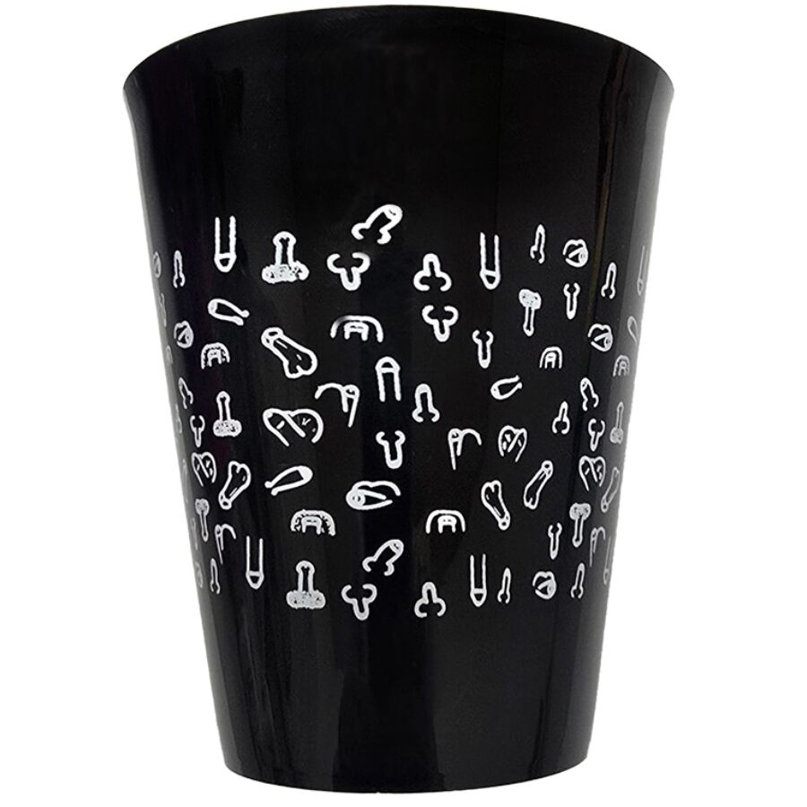 POTENTE - DIABLO PICANTE - COPO PRETO 500 ML COM PÊNIS BRANCOS