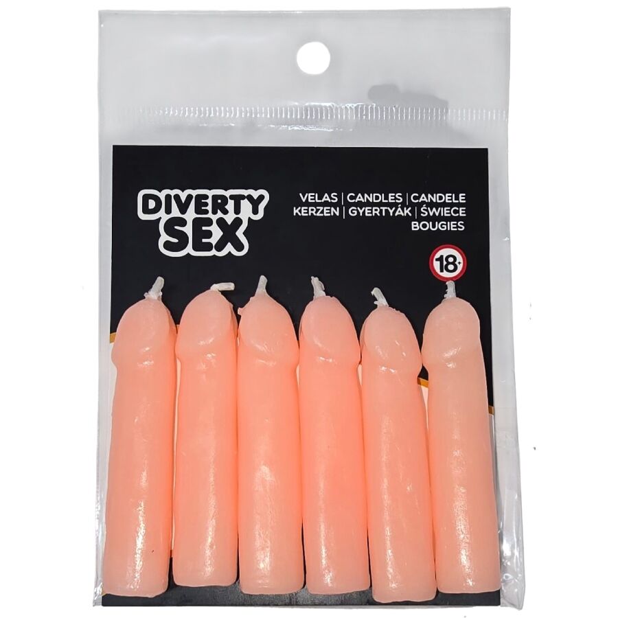 POTENTE - DIABLO PICANTE - 6 VELAS EM FORMA DE PÊNIS DE CARNE