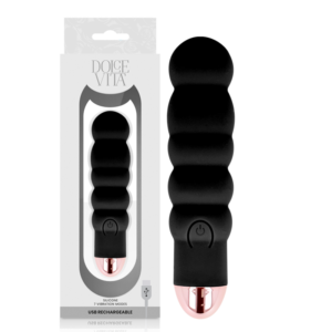 POTENTE - DOLCE VITA - VIBRADOR RECARREGÁVEL SEIS PRETO 7 VELOCIDADES
