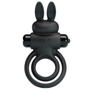 POTENTE - PRETTY LOVE - VIBRADOR III ANEL DE COELHO PARA PÊNIS PRETO