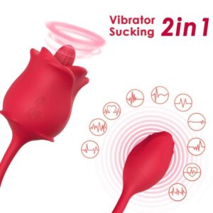 POTENTE - ARMONY - ESTIMULADOR DE SUCÇÃO E VIBRADOR 2 EM 1 ROSA 10 MODOS COM CAUDA VERMELHA