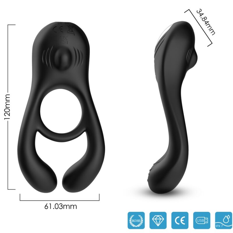 ARMONY - ANEL VIBRADOR DUPLO VEYRON PARA CASAIS COM CONTROLE REMOTO PRETO - Image 3