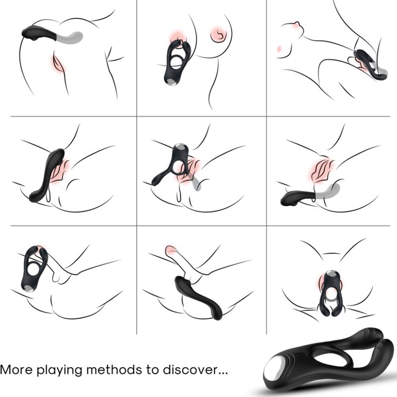 ARMONY - ANEL VIBRADOR DUPLO VEYRON PARA CASAIS COM CONTROLE REMOTO PRETO - Image 2