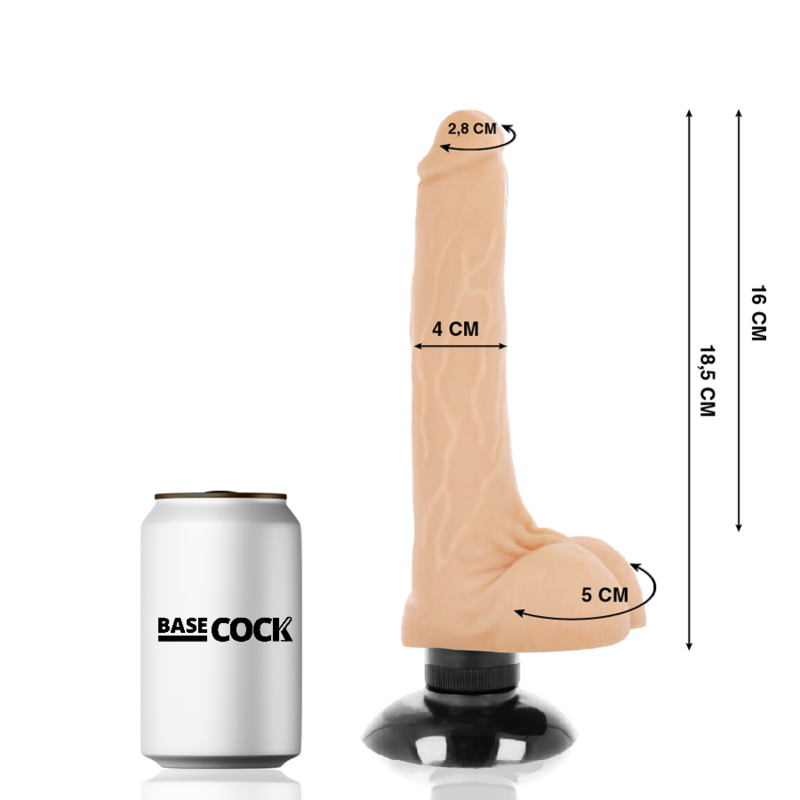 BASECOCK - VIBRADOR REALÍSTICO 2-1 NATURAL 18,5 CM - Image 3