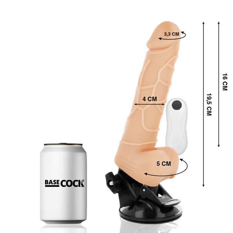 BASECOCK - VIBRADOR REALISTA CONTROLE REMOTO NATURAL COM TESTÍCULOS 19,5CM - Image 3