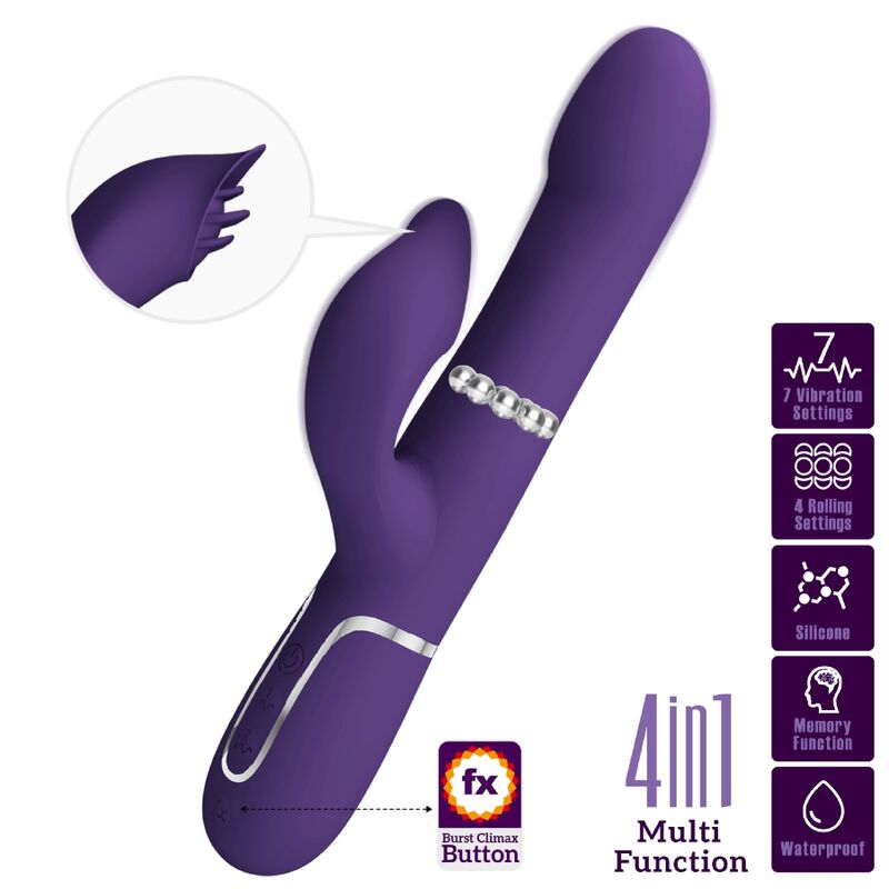 PRETTY LOVE - ZALIN VIBRADOR DE COELHO PÉROLAS 4 EM 1 ROXO - Image 2