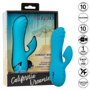 POTENTE - CALEXOTICS - SUNSET BEACH SEDUCER VIBRADOR E ESTIMULADOR 10 FUNÇÕES AZUL
