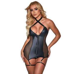 POTENTE - SUBBLIME - 954451 VESTIDO SEXY DE MALHA COURO PRETO L/XL
