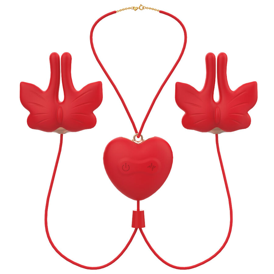 ARMONY - GRAMPOS MAGNÉTICOS PARA MAMILOS COM VIBRAÇÃO FORMATO BORBOLETA VERMELHO - Image 3