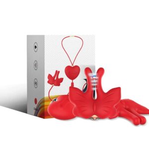 POTENTE - ARMONY - GRAMPOS MAGNÉTICOS PARA MAMILOS COM VIBRAÇÃO FORMATO BORBOLETA VERMELHO