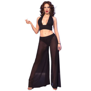 POTENTE - CHILIROSE - CR 4857 CONJUNTO DE BLUSA E CALÇA PRETA TAMANHO P