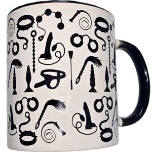 POTENTE - DIABLO PICANTE - CANECA BONDAGE BRANCA COM ALÇA PRETA 370 ML