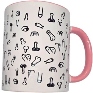 POTENTE - DIABLO PICANTE - CANECA PÊNIS BRANCA COM ALÇA ROSA 370 M