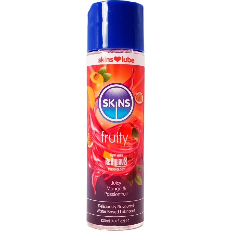 POTENTE - SKINS - LUBRIFICANTE À BASE DE ÁGUA COM SABOR FRUTADO DE MANGA E MARACUJÁ 130 ML
