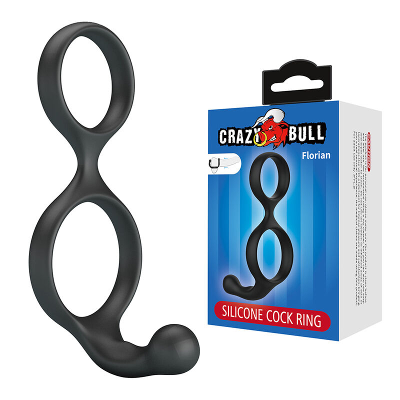 CRAZY BULL - ANEL DUPLO FLORIAN PARA PÊNIS E TESTÍCULOS PRETO - Image 2