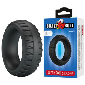 POTENTE - CRAZY BULL - ANEL PENIANO DE SILICONE TEXTURIZADO MERRITT PRETO