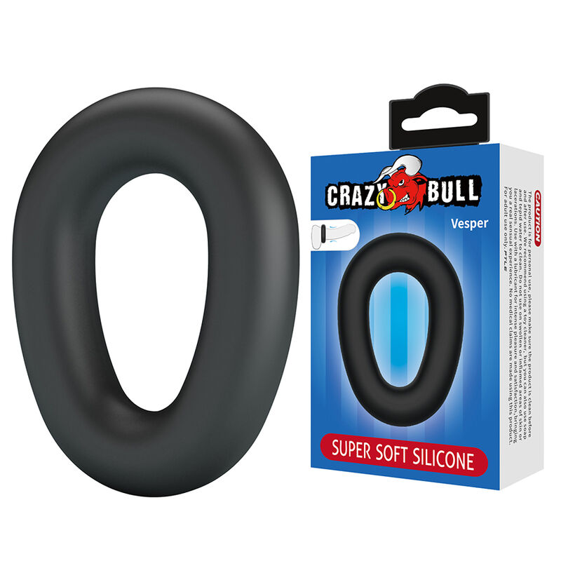 POTENTE - CRAZY BULL - ANEL PENIANO DE SILICONE SUPER MACIO VESPER PRETO