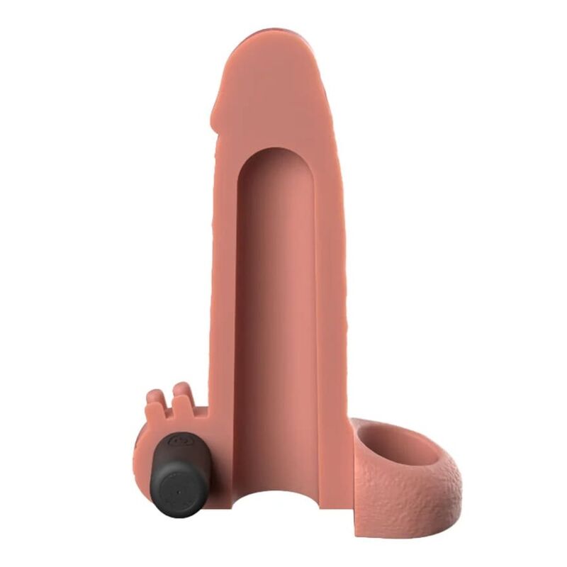 FANTASY X-TENSIONS - MANGA EXTENSORA DE PÊNIS VIBRATÓRIA COM SENSAÇÃO REALISTA DE 5CM BEGE - Image 2