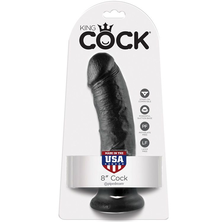 POTENTE - KING COCK - 8 DILDO PRETO 20.3 CM