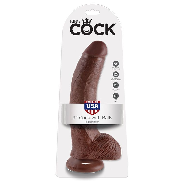 POTENTE - KING COCK - 9 DILDO CASTANHO COM BOLAS 22.9 CM