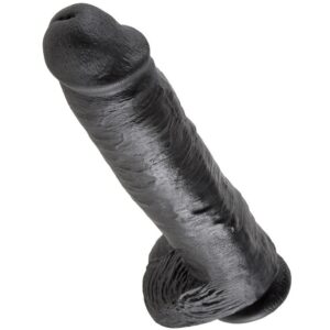 POTENTE - KING COCK - DILDO PRETO COM BOLAS 28 CM