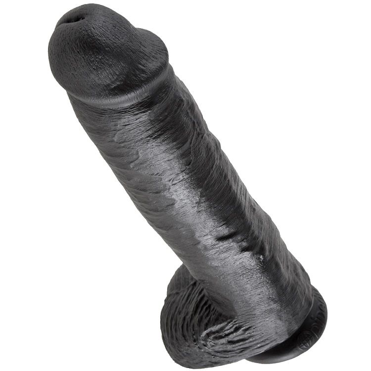 POTENTE - KING COCK - DILDO PRETO COM BOLAS 28 CM