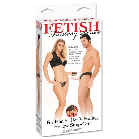 FETISH FANTASY SERIES - ARNÊS VIBRADOR OCO PARA ELE E ELA NATURAL 14CM - Image 2