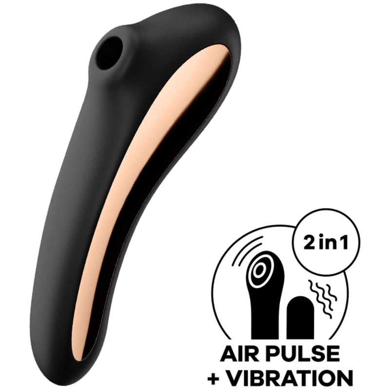 SATISFYER - VIBRADOR DE PULSO DE AR DUAL KISS PRETO - Image 2