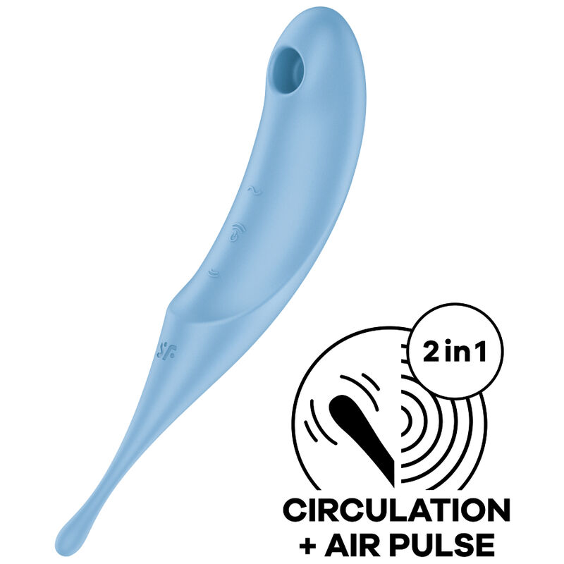 POTENTE - SATISFYER - ESTIMULADOR E VIBRADOR DE PULSO TWIRLING PRO AIR AZUL
