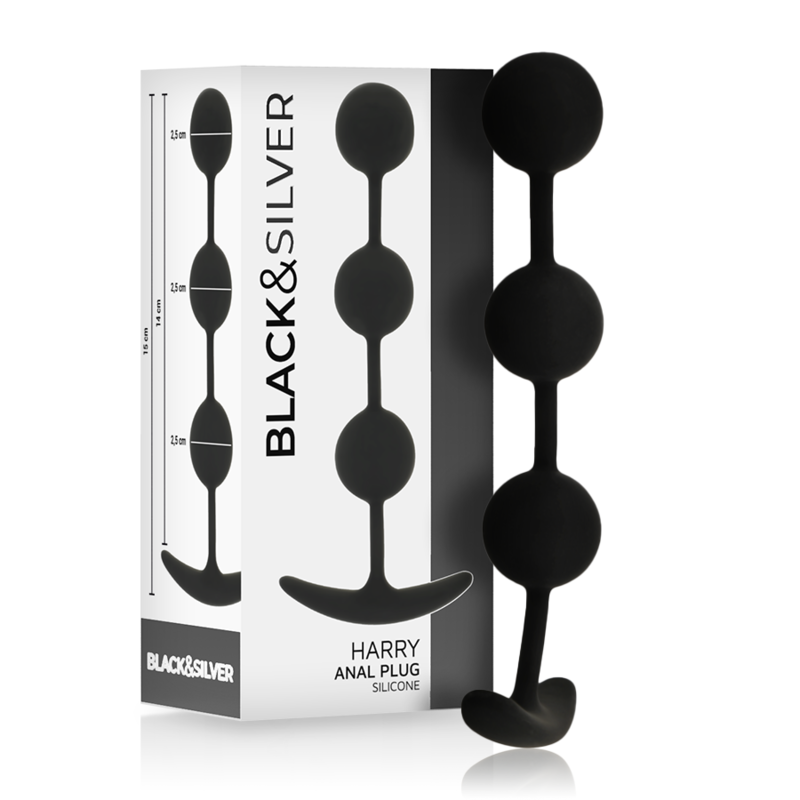 POTENTE - BLACK&SILVER - ROSÁRIO ANAL HARRY 3 ESFERAS DE SILICONE 14 CM