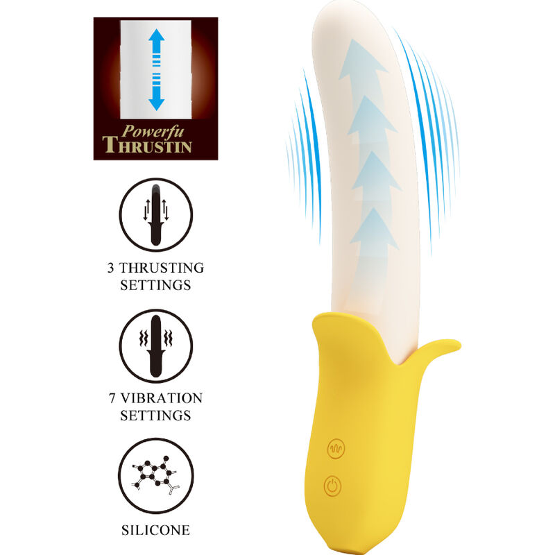 PRETTY LOVE - BANANA GEEK SUPER POWER 7 VIBRAÕES PARA CIMA E PARA BAIXO SILICONE PRETO - Image 3