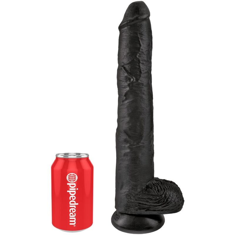 POTENTE - KING COCK - PÊNIS REALÍSTICO COM BOLAS 30.5 CM PRETO
