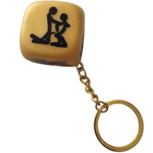 POTENTE - DIABLO PICANTE - CHAVEIRO DADO DOURADO COM POSES