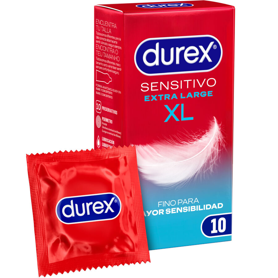 POTENTE - DUREX - PRESERVATIVOS SENSITIVE XL EXTRA LONGO 10 UNIDADES