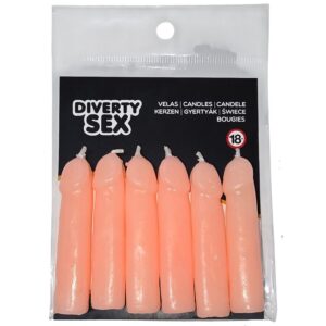 POTENTE - DIABLO PICANTE - 6 VELAS EM FORMA DE PÊNIS DE CARNE