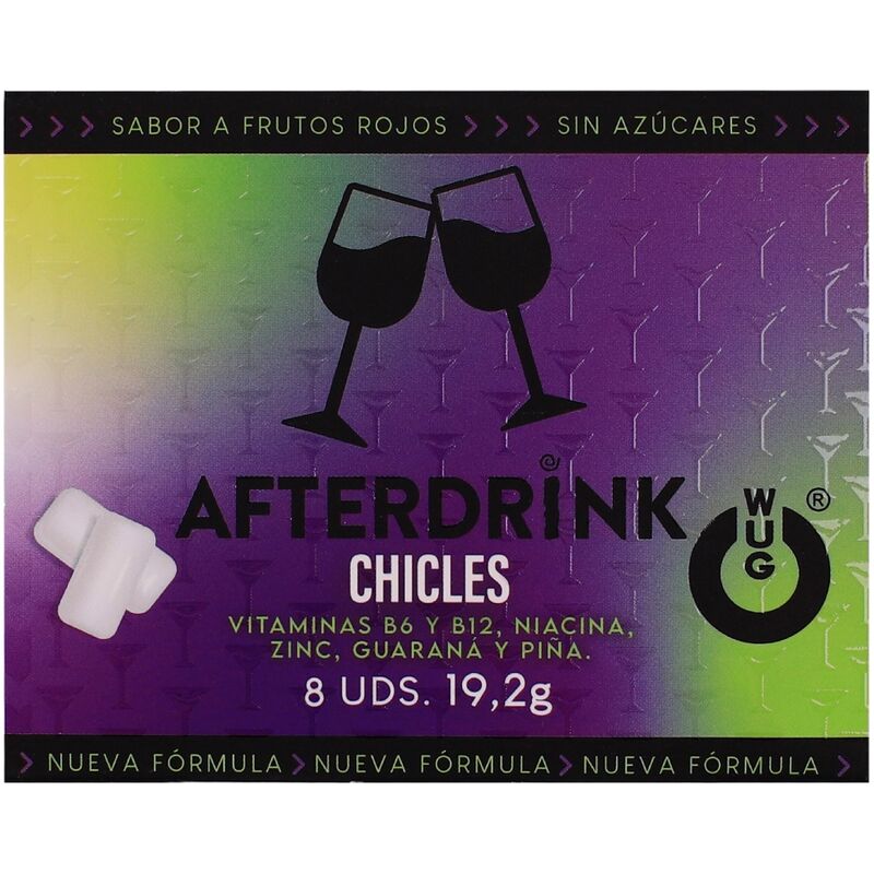 POTENTE - WUG After Drink – A goma de mascar funcional que ajuda você a recuperar as energias depois de uma noite de festa. Cartela com 8 unidades.