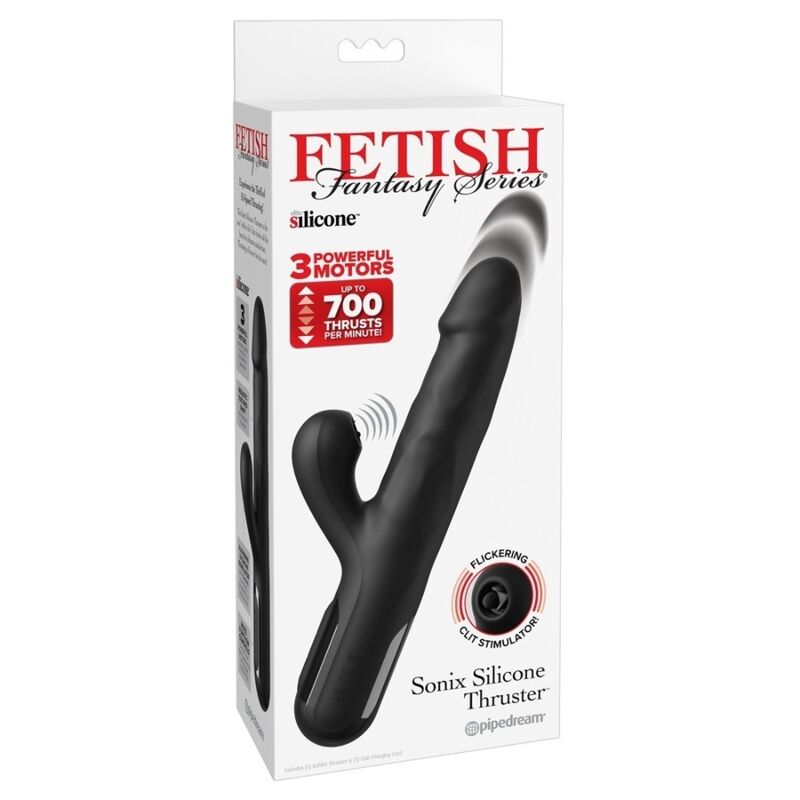 POTENTE - FETISH FANTASY SERIES - VIBRADOR COELHO DE SILICONE SONIX PRETO
