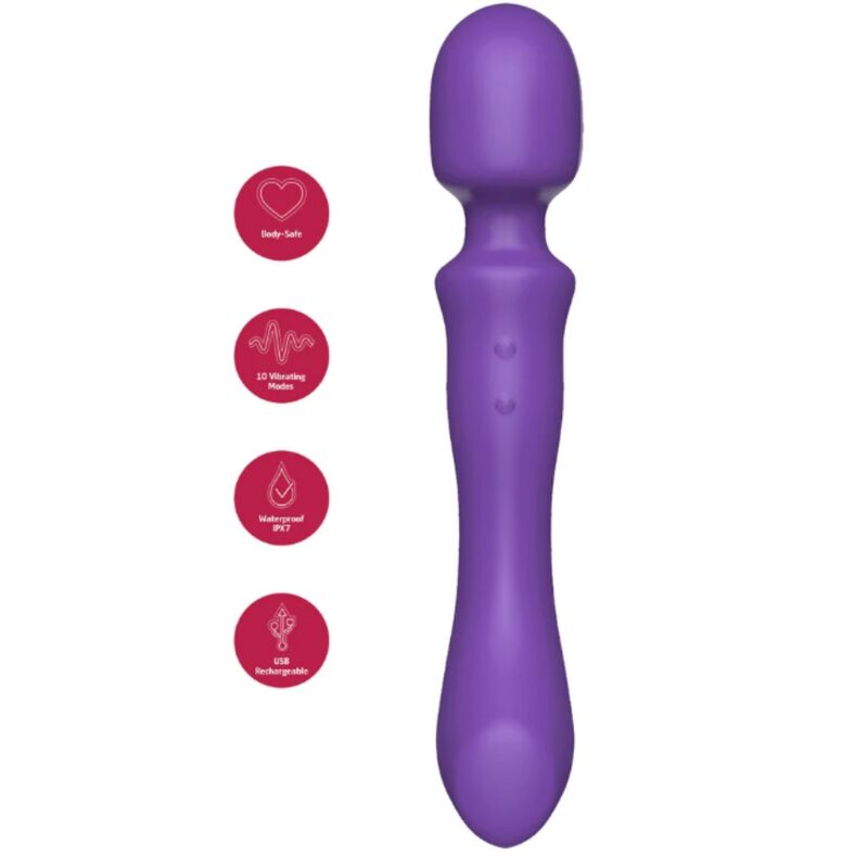 POTENTE - SHE.E.O - VARINHA MASSAGEADORA VIBRATÓRIA DE DUAS PONTAS ROXA