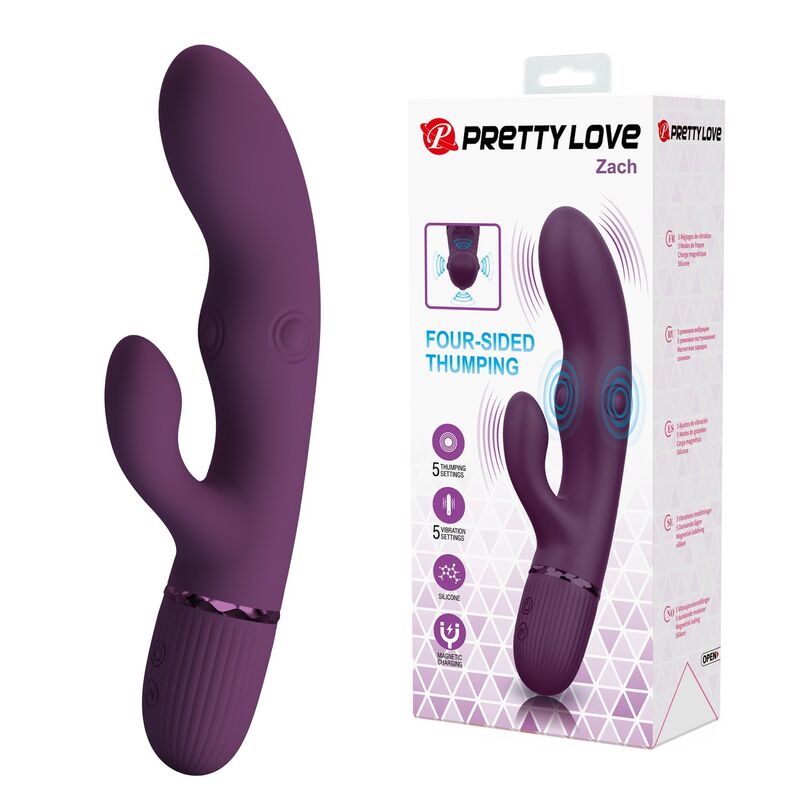 POTENTE - PRETTY LOVE - ZACH VIBRADOR COELHO RECARREGÁVEL COM 5+5 FUNÇÕES