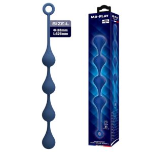 POTENTE - MR PLAY - BOLINHAS ANAL DE SILICONE AZUIS TAMANHO G 42