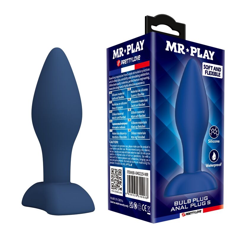 POTENTE - MR PLAY - PLUG ANAL DE SILICONE CÔNICO AZUL S