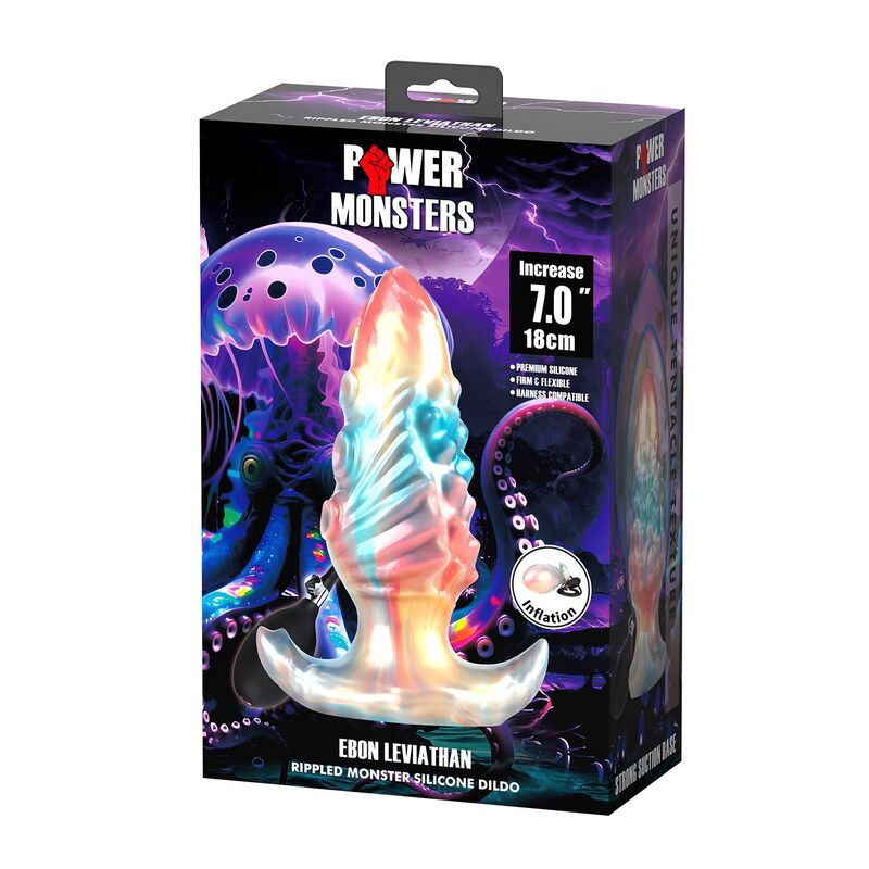 POWER MONSTERS - PLUG ANAL INFLÁVEL FANTASIA TRICOLOR LEVIATHAN DE ÉBANO 18 CM - Image 2