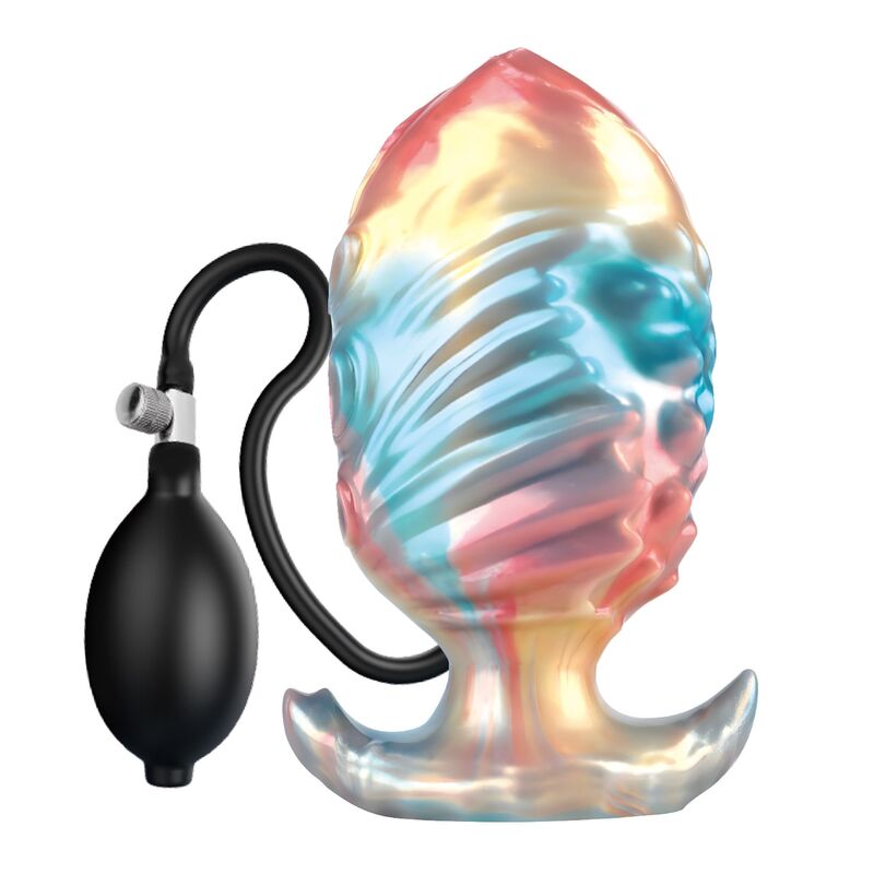 POTENTE - POWER MONSTERS - PLUG ANAL INFLÁVEL FANTASIA TRICOLOR LEVIATHAN DE ÉBANO 18 CM
