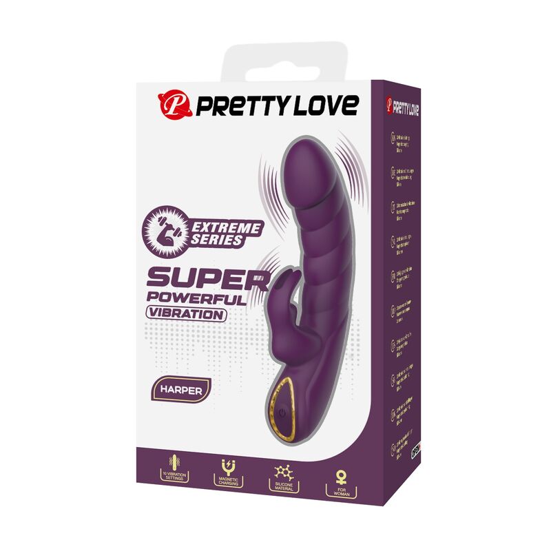 PRETTY LOVE - VIBRADOR COELHO RECARREGÁVEL HARPER COM 10 FUNÇÕES - ROXO - Image 3