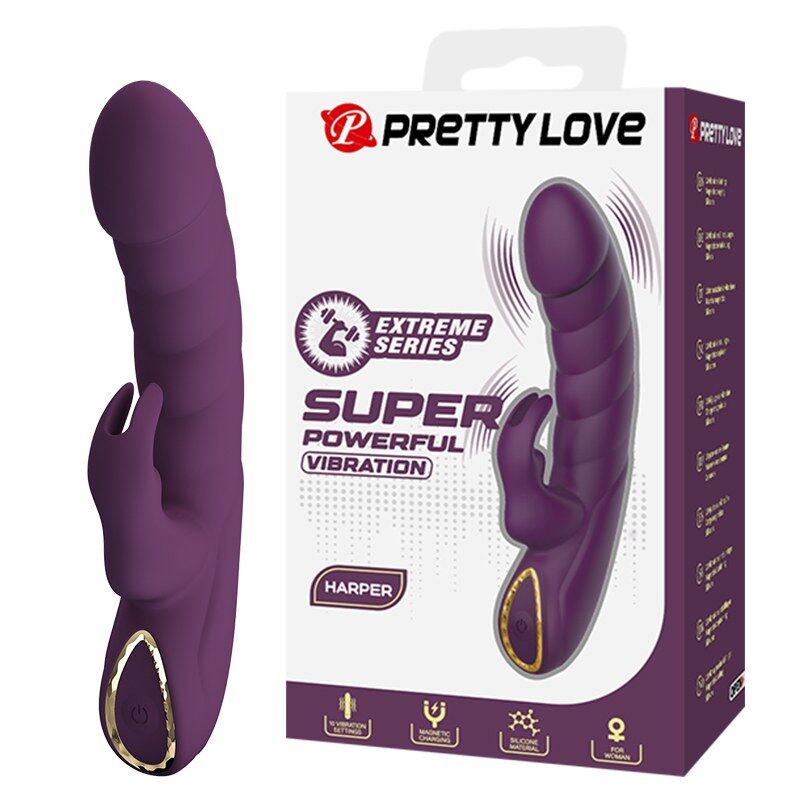 POTENTE - PRETTY LOVE - VIBRADOR COELHO RECARREGÁVEL HARPER COM 10 FUNÇÕES - ROXO