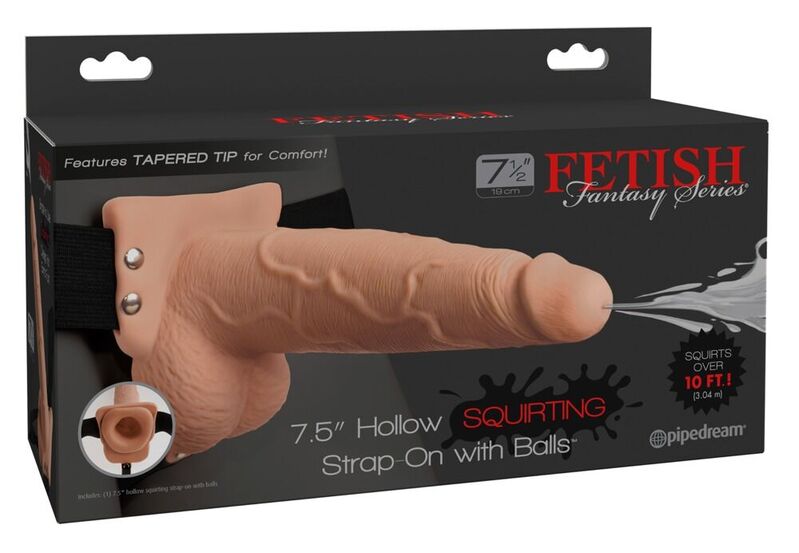 POTENTE - FETISH FANTASY SERIES - ARNÊS AJUSTVEL PÉNIS REALÍSTICO COM BOLAS SQUIRTING 19 CM